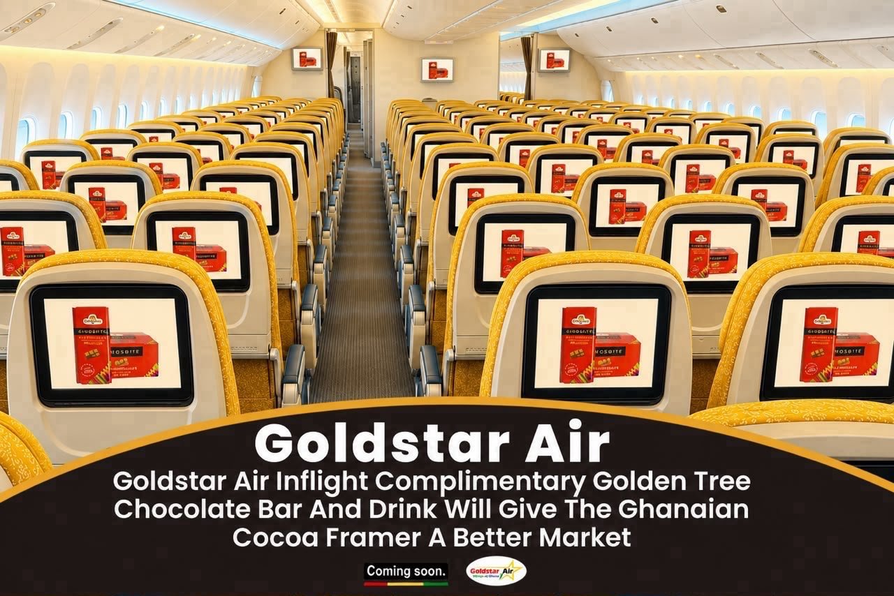 Goldstar Air’s Inflight Complimentary Golden Tree Chocolate Bar And Drink Will Give The Ghanaian Cocoa Farmer A Better Market