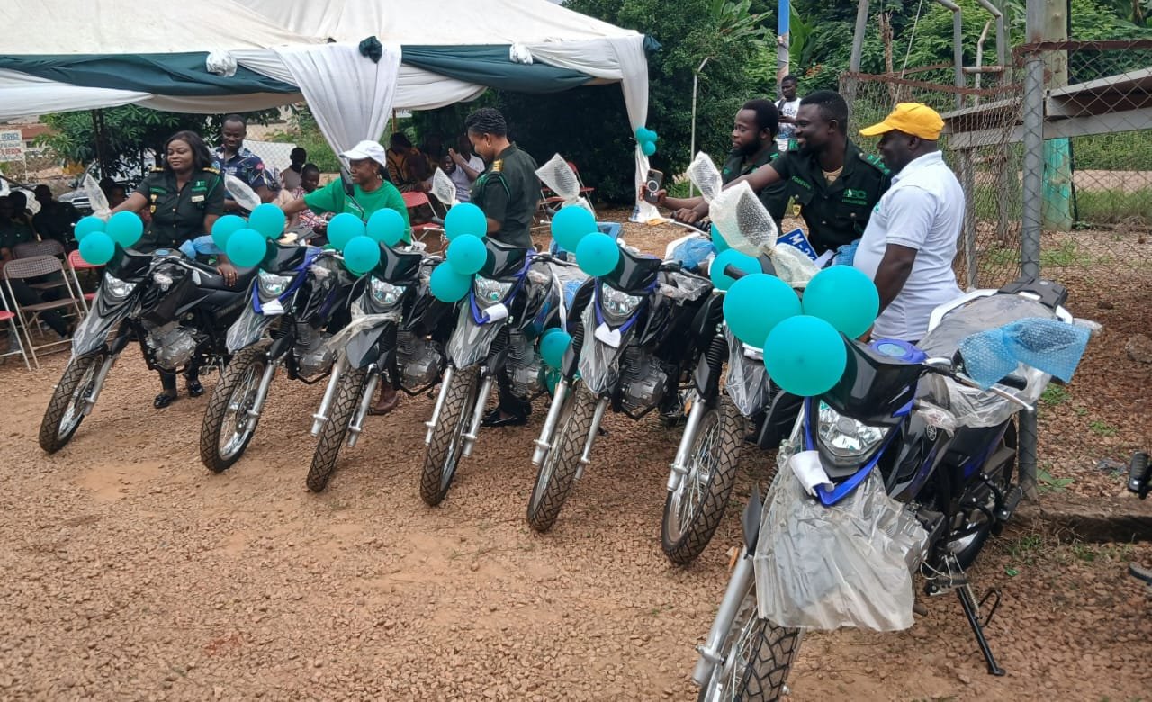 Proforest presents 22 motorbikes to boost forest protection in Ahafo Region