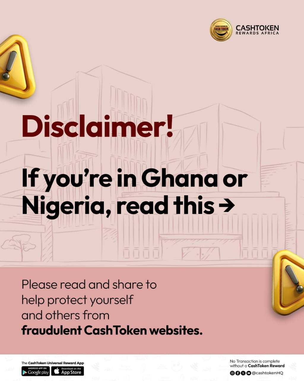 CashToken Rewards Africa Warns Public Against Fraudulent Schemes Operating in Ghana
